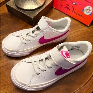 Nike Kids Sneakers White with Pink Swoosh